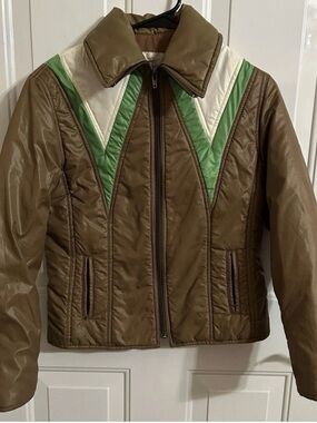 Vtg 70’s AquaTerra Originals Chevron Nylon Ski Jacket Retro EUC/HTF